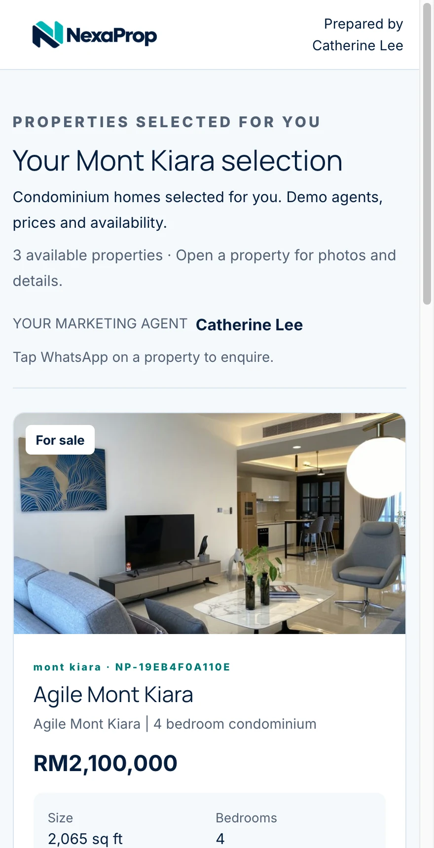 Actual mobile Curated Collection featuring Agile Mont Kiara condominium photos.